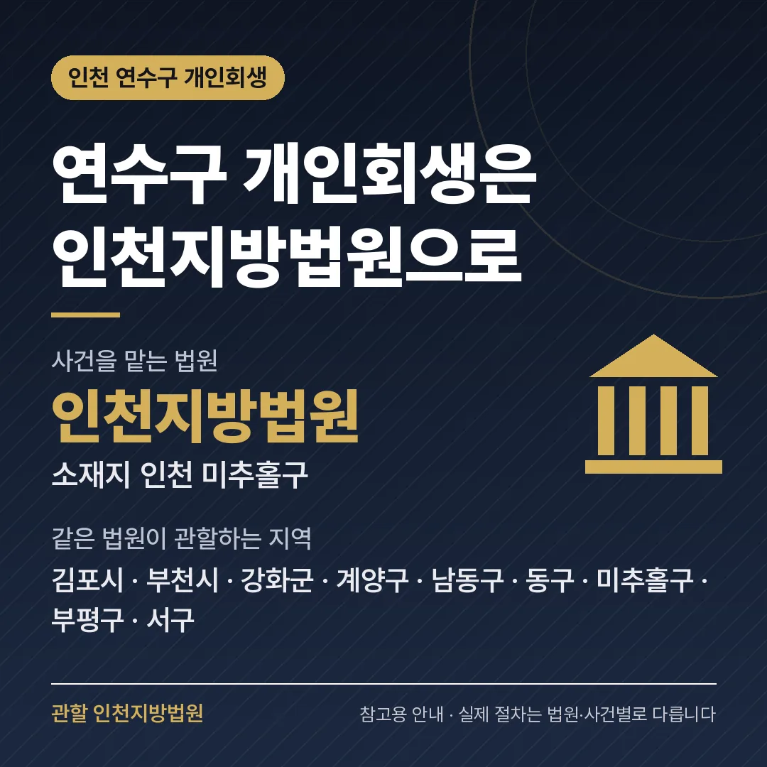 인천 연수구 개인회생 관할 법원 — 인천지방법원 인천 연수구 개인회생 관할 법원 — 인천지방법원