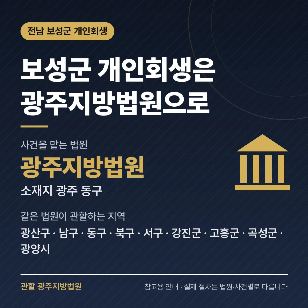 전남 보성군 개인회생 관할 법원 — 광주지방법원