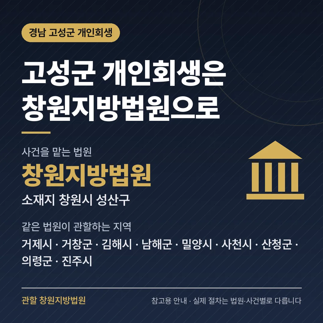 경남 고성군 개인회생 관할 법원 — 창원지방법원